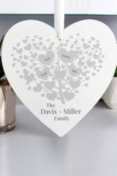 Personalised Memento Company Personalised Family Tree Large Wooden Heart in White - thumbnail 4
