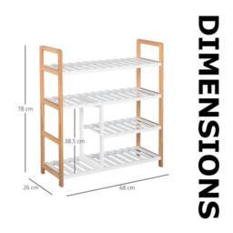 FURNOS 4 Tier Shoe Storage Rack Hallway Organiser in Brown - thumbnail 8