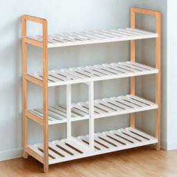 FURNOS 4 Tier Shoe Storage Rack Hallway Organiser in Brown - thumbnail 4