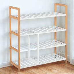 FURNOS 4 Tier Shoe Storage Rack Hallway Organiser in Brown - thumbnail 2