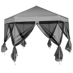 Berkfield Home Hexagonal Pop-Up Marquee with 6 Sidewalls Grey 3.6x3.1 m - thumbnail 3