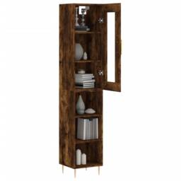Berkfield Home Highboard Smoked Oak 34.5x34x180 cm Engineered Wood in Brown - thumbnail 1