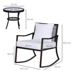 Wyld Haus Madile 3 Piece Rattan Bistro Set Rocking Chairs & Round Glass Coffee in Brown - thumbnail 3