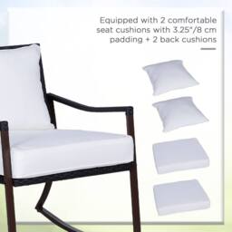 Wyld Haus Madile 3 Piece Rattan Bistro Set Rocking Chairs & Round Glass Coffee in Brown - thumbnail 5