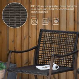 Wyld Haus Madile 3 Piece Rattan Bistro Set Rocking Chairs & Round Glass Coffee in Brown - thumbnail 6