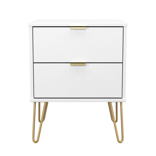 Ready Assembled 2 U Fuji 2 Drawer Bedside Cabinet (Ready Assembled) in White - image 1