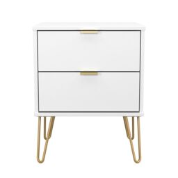 Ready Assembled 2 U Fuji 2 Drawer Bedside Cabinet (Ready Assembled) in White