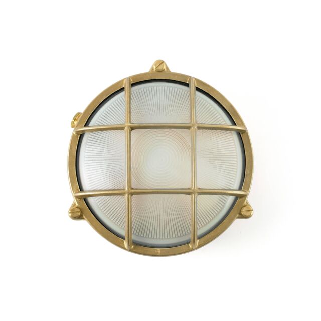 Netlighting Noray 1 Light Outdoor Bulkhead Wall Light Brass IP65 E27 in Yellow - image 1