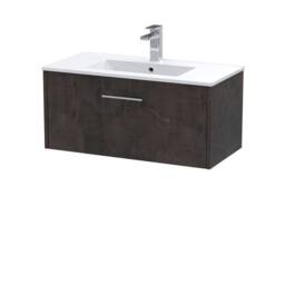 Balterley Winshill Contemporary 1 Drawer Wall Hung Vanity Basin Unit, 800mm in Grey