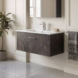 Balterley Winshill Contemporary 1 Drawer Wall Hung Vanity Basin Unit, 800mm in Grey - thumbnail 2
