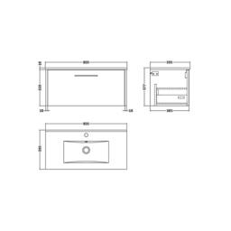 Balterley Winshill Contemporary 1 Drawer Wall Hung Vanity Basin Unit, 800mm in Grey - thumbnail 5