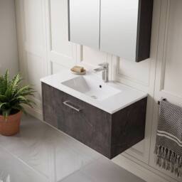 Balterley Winshill Contemporary 1 Drawer Wall Hung Vanity Basin Unit, 800mm in Grey - thumbnail 3