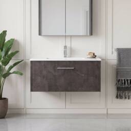 Balterley Winshill Contemporary 1 Drawer Wall Hung Vanity Basin Unit, 800mm in Grey - thumbnail 6