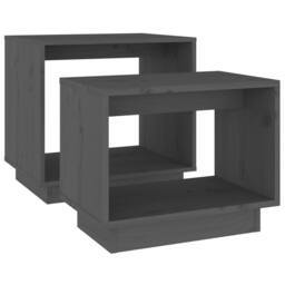Berkfield Home Nesting Coffee Tables 2 pcs Grey Solid Wood Pine - thumbnail 5