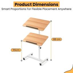 FLAVORA Natural With White Frame-Adjustable Laptop Table Desk - Size: 0.6m2 - thumbnail 2