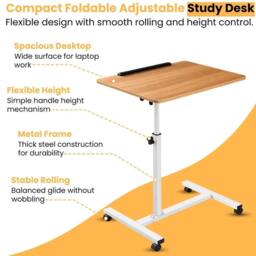 FLAVORA Natural With White Frame-Adjustable Laptop Table Desk - Size: 0.6m2 - thumbnail 3