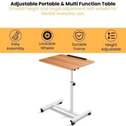 FLAVORA Natural With White Frame-Adjustable Laptop Table Desk - Size: 0.6m2 - thumbnail 4