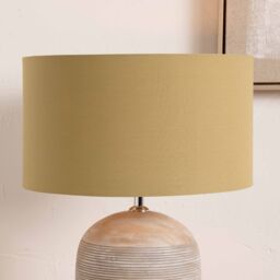 Ruma Taupe Cylinder Poly Cotton Lampshade for Table Lamps & Floor Lamps - Size: 14 inches