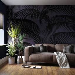 Superfresco Easy Palm Silhouette Midnight Print To Order 3m x 2.8m Mural in Navy - thumbnail 1