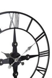 Orsina Wall Clock With Silver Roman Numerals, 59cm Analogue Clock With Black Rim, Stylish Wall Clock For Hallways - thumbnail 3