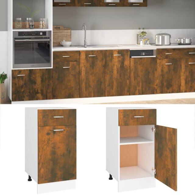 Berkfield Home Drawer Bottom Cabinet Smoked Oak 40x46x81.5 cm Engineered Wood in Brown - image 1