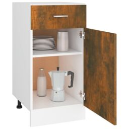 Berkfield Home Drawer Bottom Cabinet Smoked Oak 40x46x81.5 cm Engineered Wood in Brown - thumbnail 4