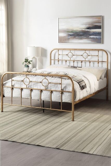 SlumberWorx Ware Victorian Industrial Design Metal Bed Frame in Bronze - Size: King - image 1