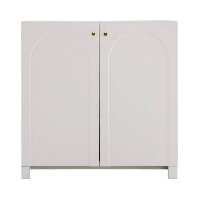 VOGREX White Wooden 2 Door Adjustable Sideboard Cabinet - image 1