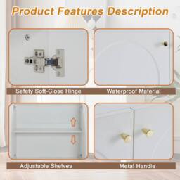 VOGREX White Wooden 2 Door Adjustable Sideboard Cabinet - thumbnail 6