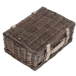Red Hamper Wicker 35cm Antique Wash Split Willow Picnic Basket Unlined in Grey - thumbnail 4
