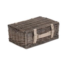 Red Hamper Wicker 35cm Antique Wash Split Willow Picnic Basket Unlined in Grey - thumbnail 2
