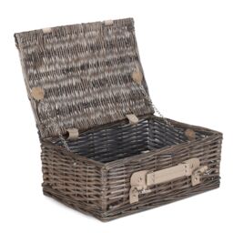 Red Hamper Wicker 35cm Antique Wash Split Willow Picnic Basket Unlined in Grey - thumbnail 1
