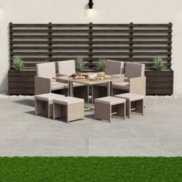 Home Discount 11Pc Garden Vida Cuba 10 Seater Rattan UKFR Fabric Garden Furniture in Natural - thumbnail 1
