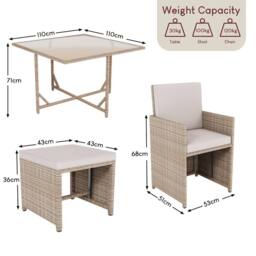 Home Discount 11Pc Garden Vida Cuba 10 Seater Rattan UKFR Fabric Garden Furniture in Natural - thumbnail 3