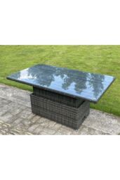 Fimous Rattan Outdoor Lifting Adjustable Dining Coffee Table Sets Lounge Sofa Recling Chairs Footstools in Dark Grey - thumbnail 4
