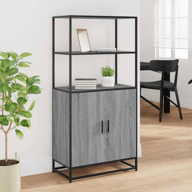 Berkfield Home Highboard Grey Sonoma 68x35x139 cm Engineered Wood & Metal - Size: 68 x 35 x 139 cm - image 1