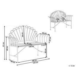 Wyld and Coco Light Blue Metal Outdoor Bench 2-Seater Vintage Style - thumbnail 4