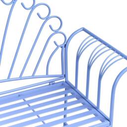Wyld and Coco Light Blue Metal Outdoor Bench 2-Seater Vintage Style - thumbnail 6