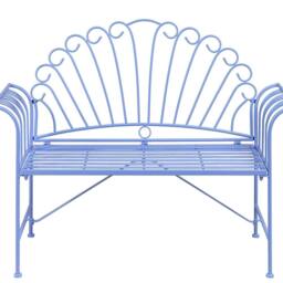 Wyld and Coco Light Blue Metal Outdoor Bench 2-Seater Vintage Style - thumbnail 2