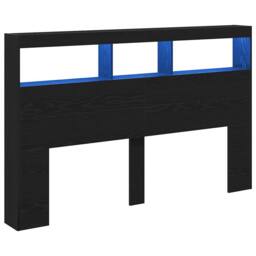 Berkfield Home Headboard Cabinet with LED Black Oak 160x17x102 cm - Size: 160 x 17 x 102 cm
