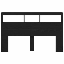 Berkfield Home Headboard Cabinet with LED Black Oak 160x17x102 cm - Size: 160 x 17 x 102 cm - thumbnail 7