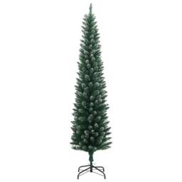 Berkfield Home Artificial Slim Christmas Tree 300 LEDs 240 cm in Green - thumbnail 3
