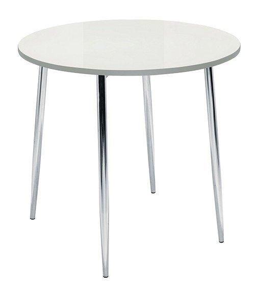 netfurniture Kadi Round Gloss 4 Leg Table Chrome Legs in White
