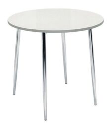 netfurniture Kadi Round Gloss 4 Leg Table Chrome Legs in White