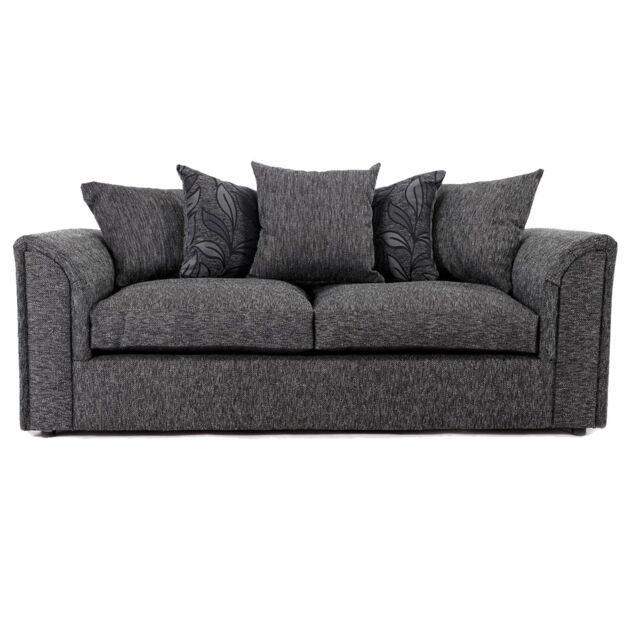 Furnishings For Less UK Byron Dundee Chenille Fabric 3 Seater Sofa Scatter Back Grey or Light Grey - image 1