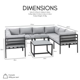 Home Detail Catalon Grey Modular Aluminium Garden Sofa Set - thumbnail 2