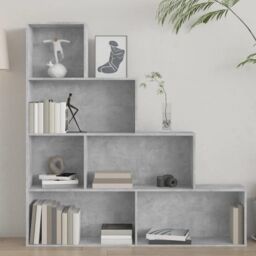 Berkfield Home Book Cabinet/Room Divider Concrete Grey 155x24x160 cm Engineered Wood - Size: 155 x 24 x 160 cm - thumbnail 3