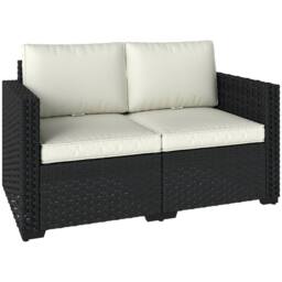 OUTSUNNY 2 Seater Rattan Garden Sofa with Deep Seat, Wide Arms, Black - thumbnail 2
