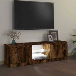 Berkfield Home TV Cabinet with LED Lights Smoked Oak 120x30x35.5 cm in Brown - thumbnail 5