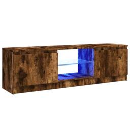 Berkfield Home TV Cabinet with LED Lights Smoked Oak 120x30x35.5 cm in Brown - thumbnail 1